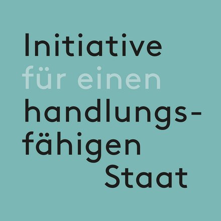 Türkises Buchcover mit dem Titel „Initiative für einen handlungsfähigen Staat“ in schwarzer Typografie.