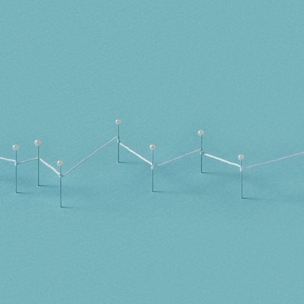 Liniendiagramm-Visualisierung: Weiße Verbindungslinien mit Kugeln an den Knoten auf türkisblauem Hintergrund, stellt einen wellenförmigen Datenverlauf dar
