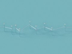 Liniendiagramm-Visualisierung: Weiße Verbindungslinien mit Kugeln an den Knoten auf türkisblauem Hintergrund, stellt einen wellenförmigen Datenverlauf dar