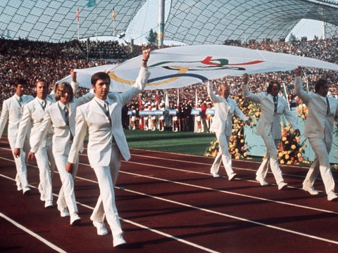 Eröffnungsfeier der Olympischen Spiele 1972 im Olympiastadion München.
