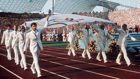 Eröffnungsfeier der Olympischen Spiele 1972 im Olympiastadion München.