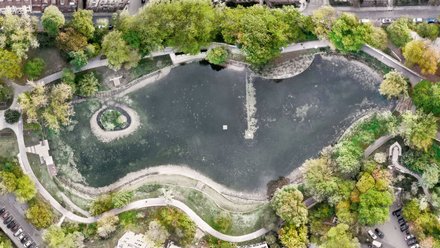 Denkmalgeschützter Ostpark von oben