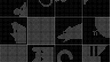 Abstraktes Muster aus weißen Punkten auf schwarzem Hintergrund.