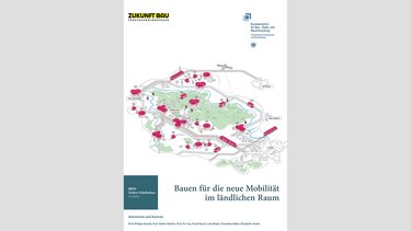 Titelbild mit schematischer Karte, die Mobilitätsknoten und Verkehrswege im ländlichen Raum darstellt.