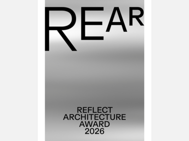Graue Grafik mit dem Titel "REAR" und dem Schriftzug "Reflect Architecture Award 2026"