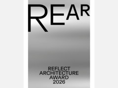 Graue Grafik mit dem Titel "REAR" und dem Schriftzug "Reflect Architecture Award 2026"