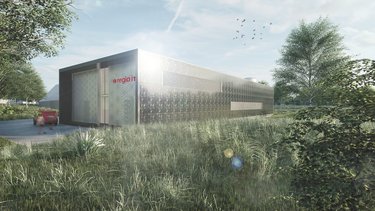 Außenansicht der Südfassade des Rechenzentrums