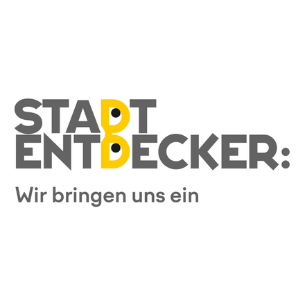 Logo „Stadtentdecker“ mit dem Slogan „Wir bringen uns ein“.