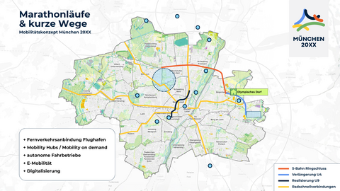 Karte des Mobilitätskonzepts mit Verkehrswegen und Erschließungsbereichen.
