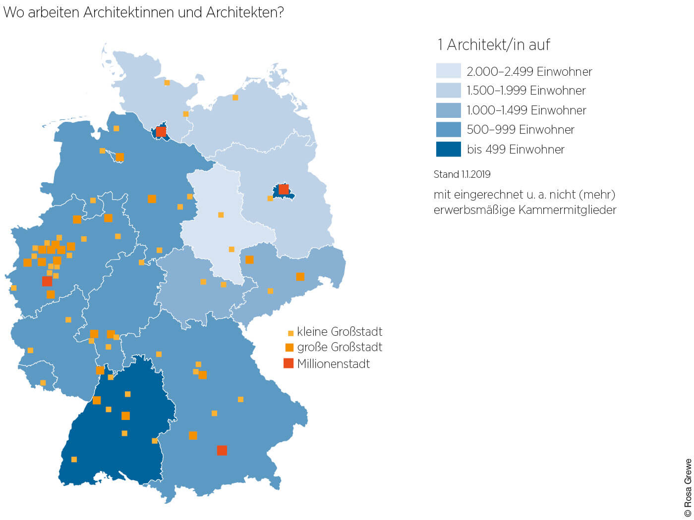 Deutschlandkarte "Wo arbeiten Architekten"