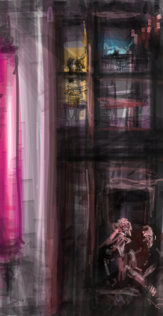 Zeichnung Club Berghain innen