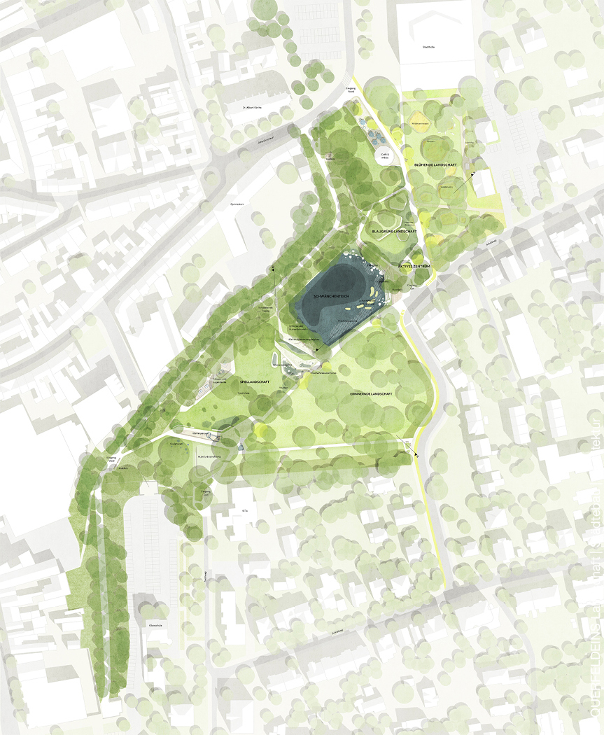 Grafik des Göttinger Cheltenhamparks aus der Vogelperspektive