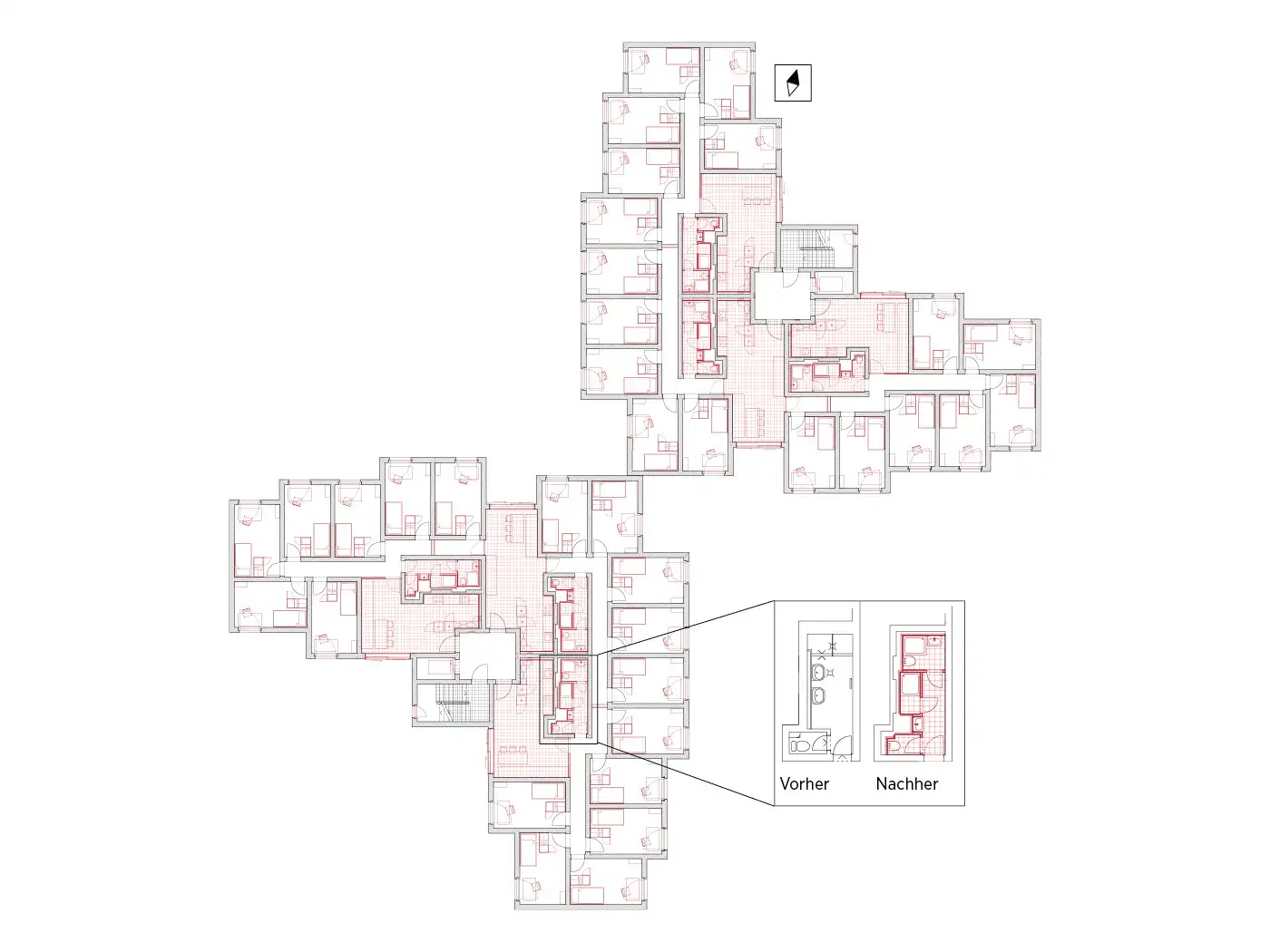 Grundriss Gemeinschaftshaus im Studentenorf Schlachtensee nach der Sanierung