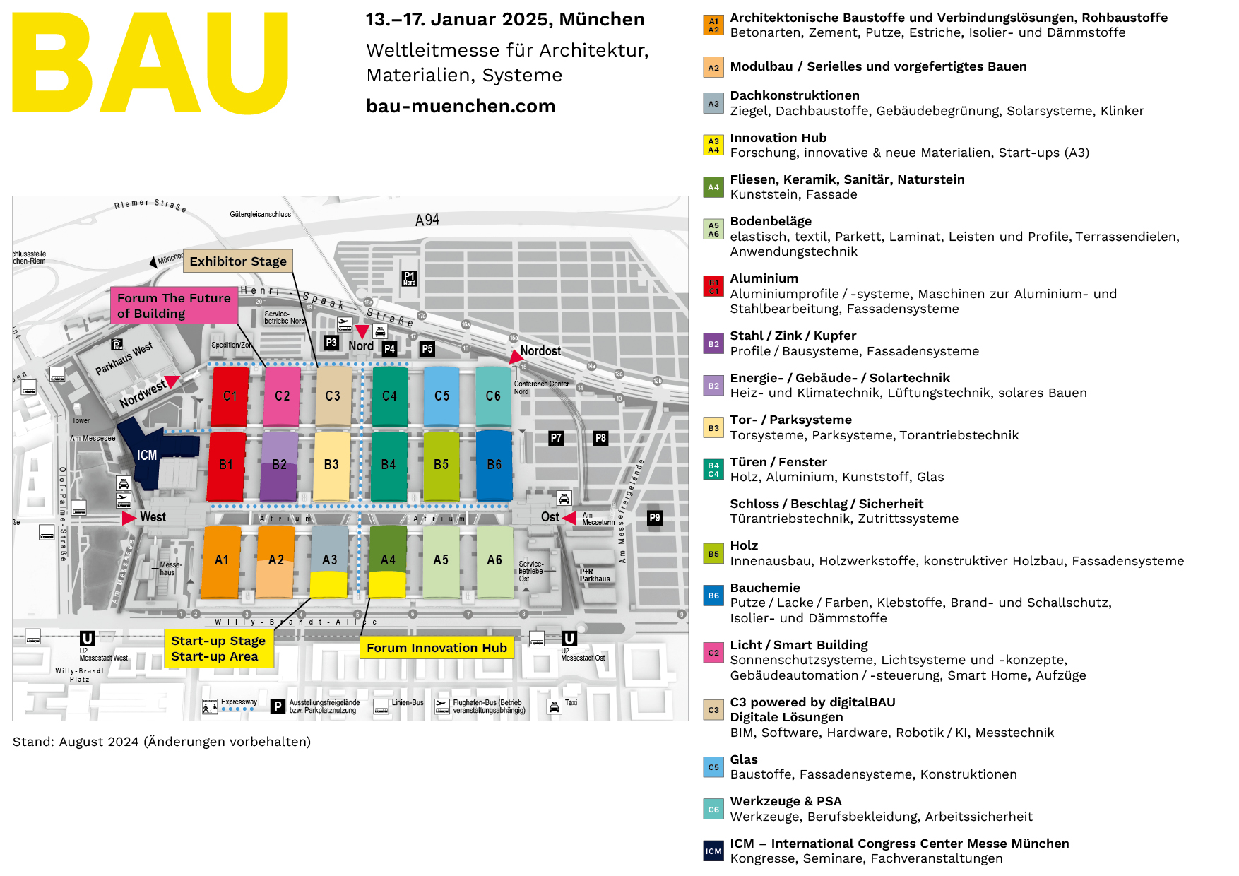 Hallenplan der Messe Bau 25