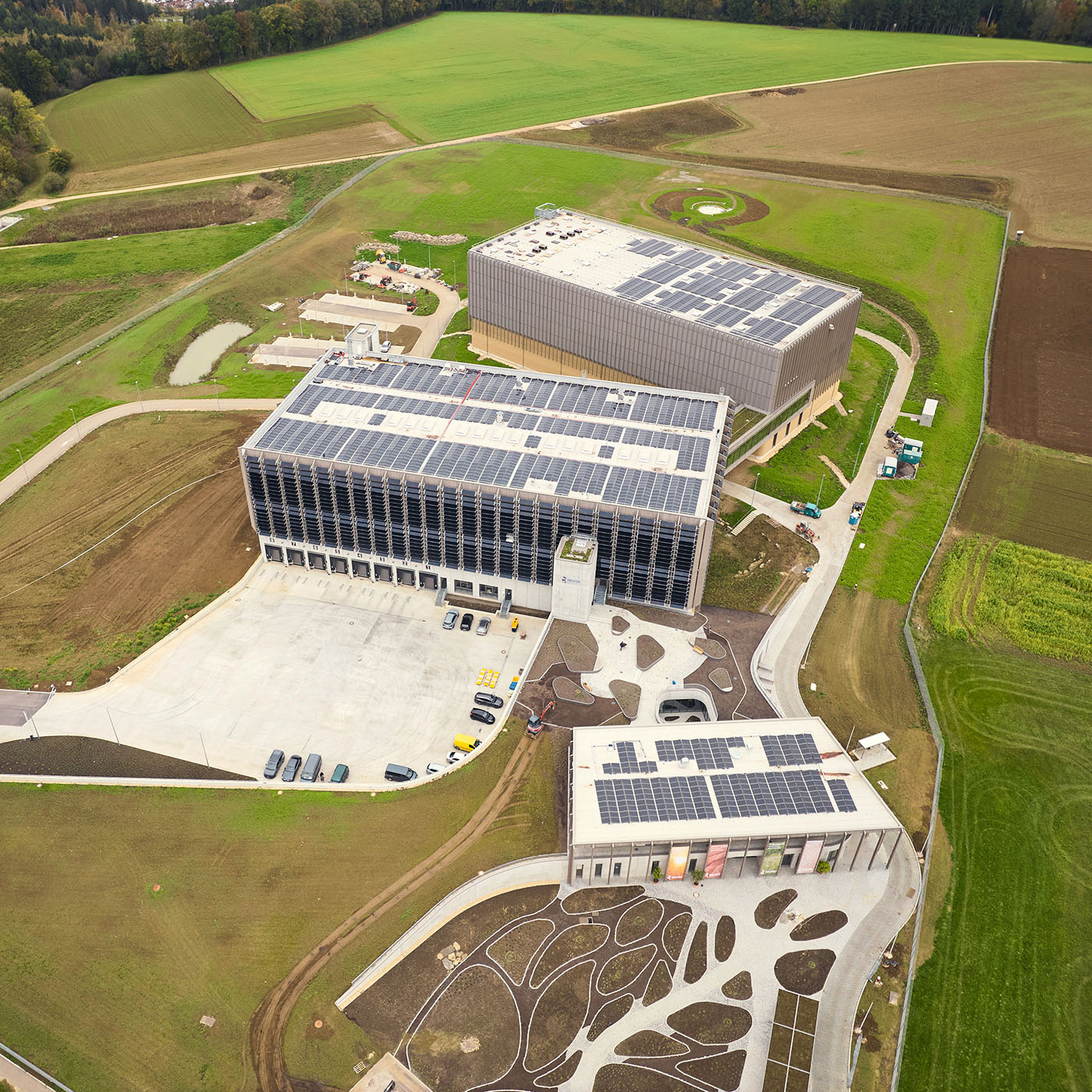 Luftbild des Logistik-Centers von Weleda