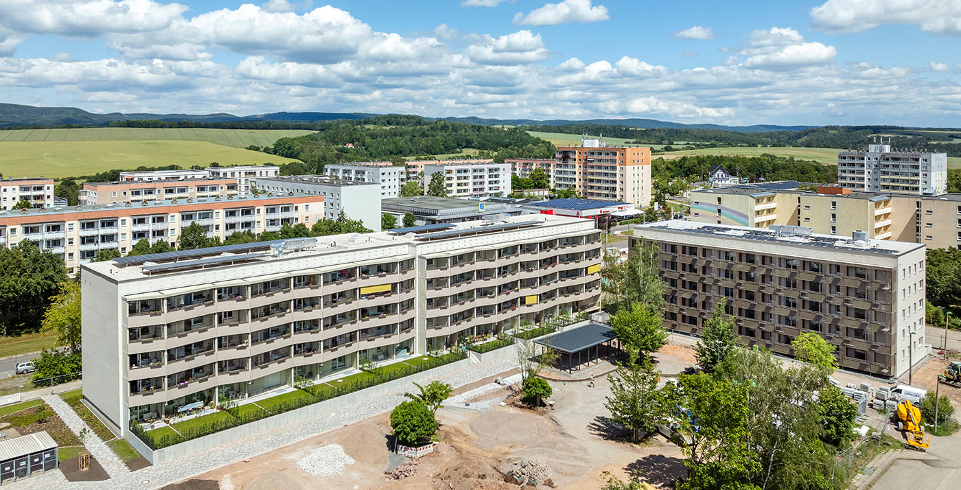 Ossietzky-Hof Nordhausen aus der Luft