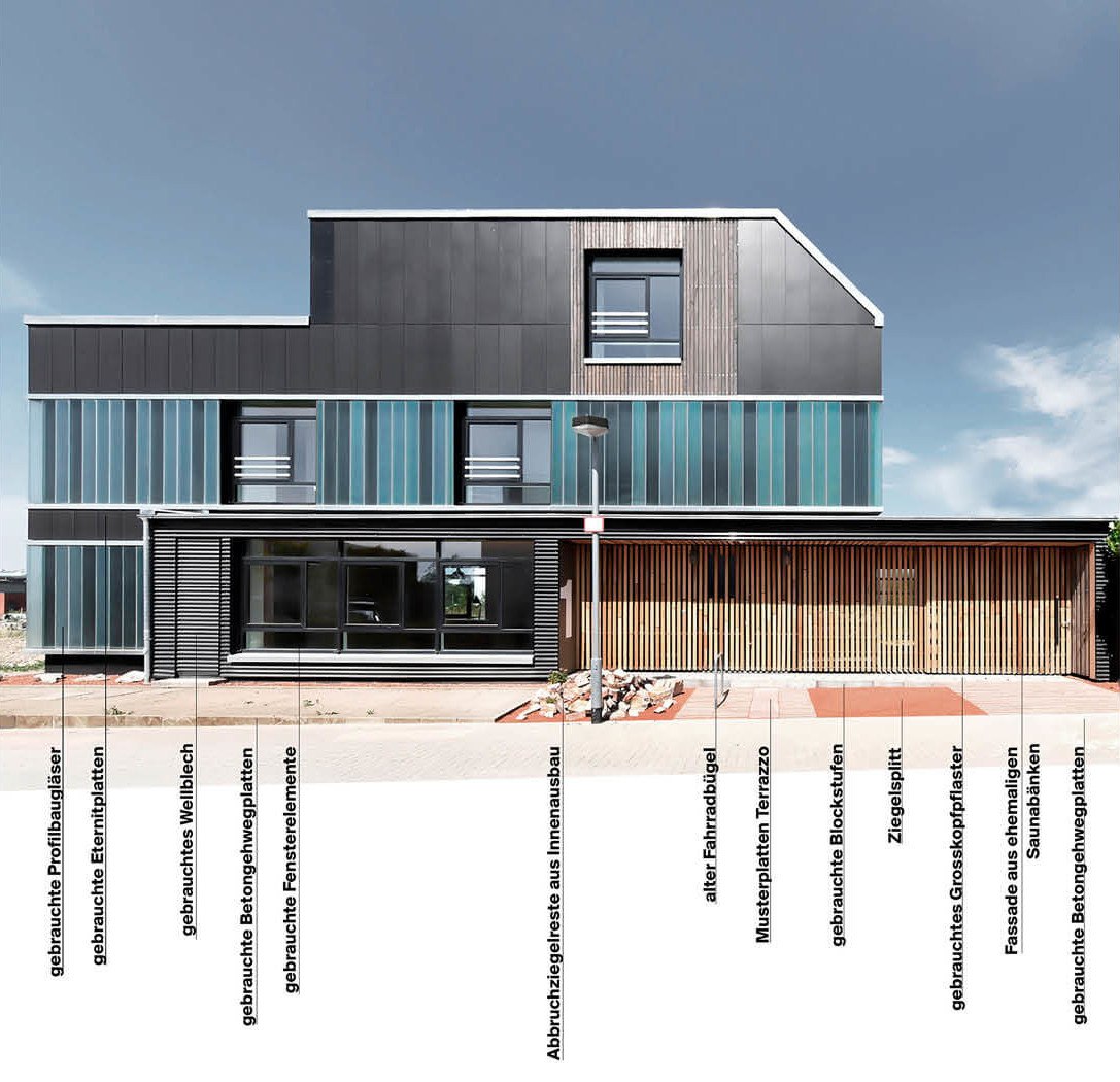 Bauteile für zirkuläres Bauen am Recyclinghaus Hannover