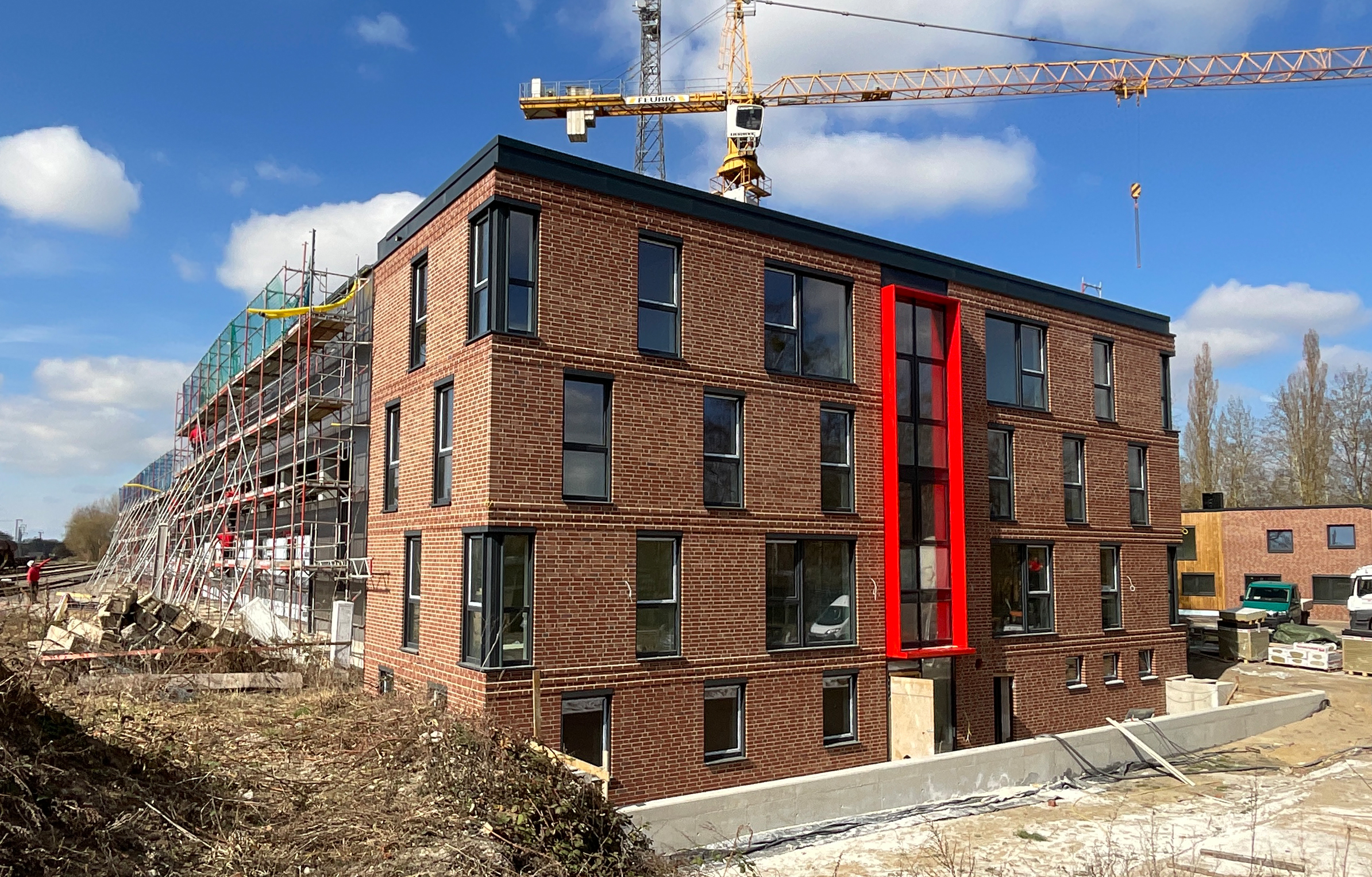 Baustelle eines hauses mit Ziegelfassade