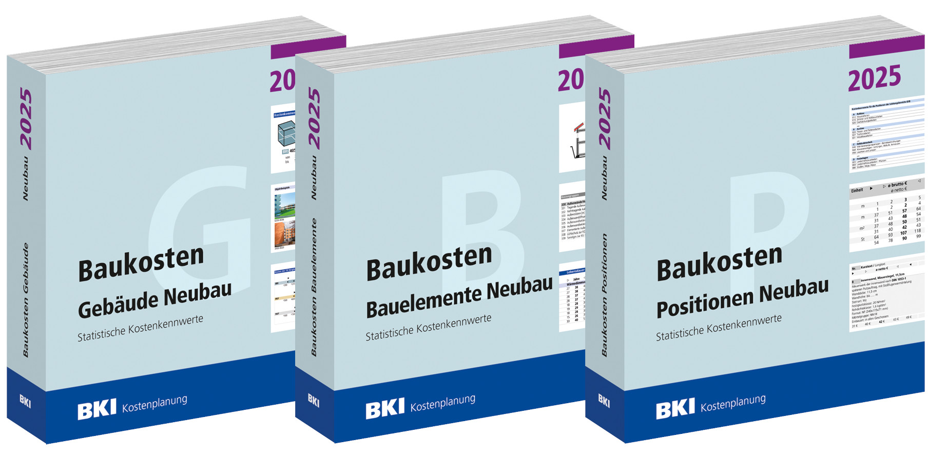 Drei Bände BKI Baukosten Neubau