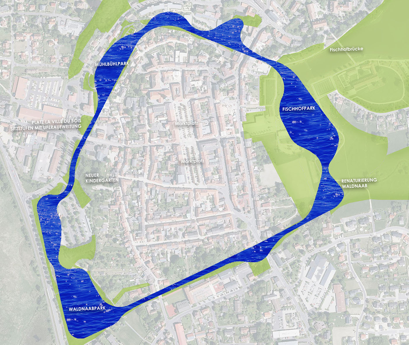 Stadtkarte von Tirschenreuth aus der Vogelperspektive
