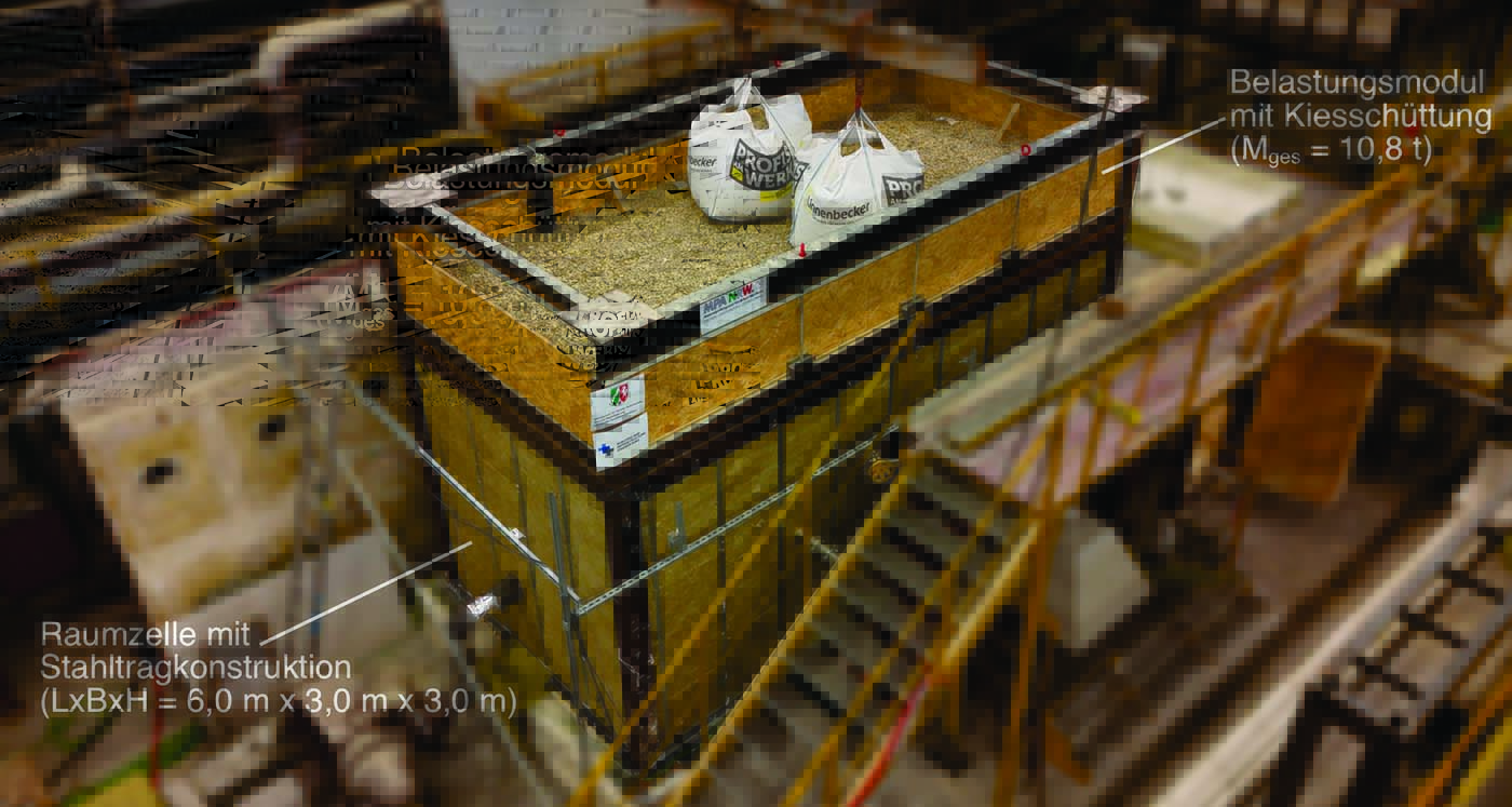 Großbrandversuch an einem Stahlmodul